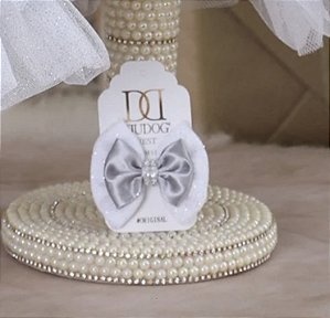 Laço Glamour Branco/Prata