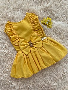 VESTIDO ARCO ÍRIS URSINHO AMARELO