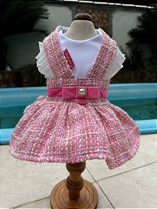 VESTIDO TWEED ROSA CHICLETE
