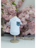 T-SHIRT BRANCA/BOLSO JEANS