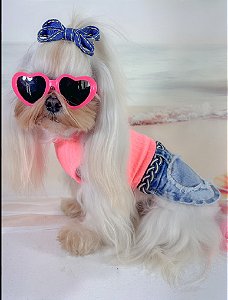 MINI SAIA JEANS NEON ROSA CHICLETE