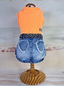 MINI SAIA Jeans neon laranja