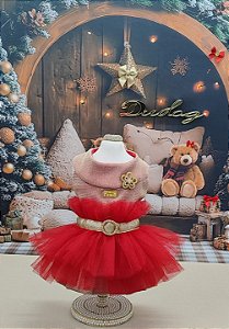 VESTIDO LOVELY DOURADO/VERMELHO