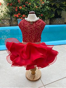 VESTIDO FESTA ARABESCO VERMELHO