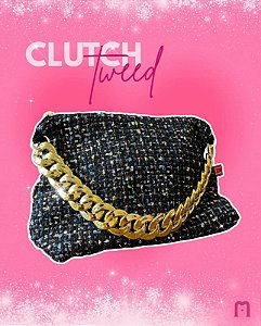 CLUTCH TWEED PRETO