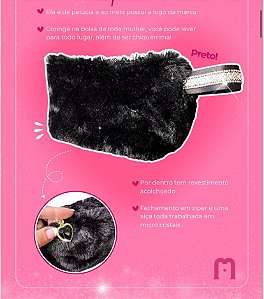 NECESSAIRE PELÚCIA PRETO pré venda