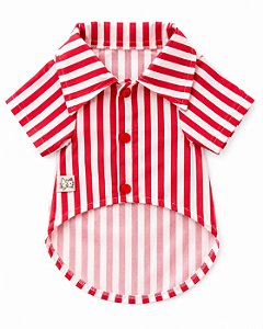 camisa lista vermelha