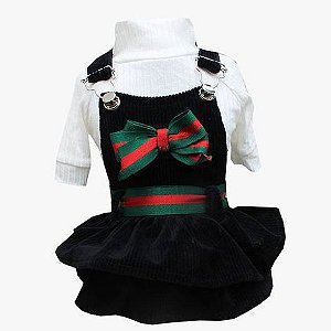 Jardineira veludo fita fêmea