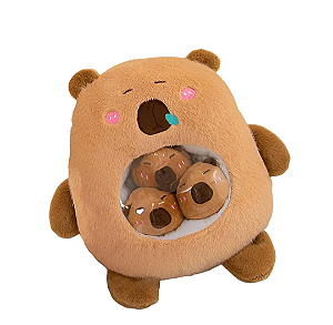 Pelúcia com 3 filhotinhos - Capivara