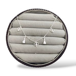 PULSEIRA PRATA NOSSA SENHORA,CORAÇÃO C/CRUZ