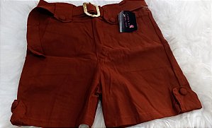 Shorts  Feminino Bengaline Com Cinto Fivela Dourada