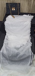 Vestido Luxo Alça Tule Longo Forrado Branco