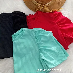 Blusa Feminina Canelada Manga Princesa
