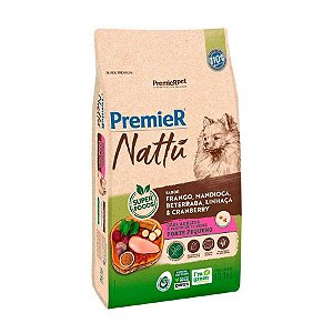 Ração Premier Nattu para Cães Adultos de Raças Pequenas Sabor Mandioca 10,1kg