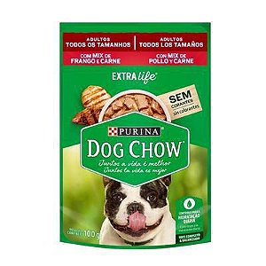 Ração Úmido Purina Dog Chow Extra Life Sache Para Cães Adultos Frango E Carne 100g