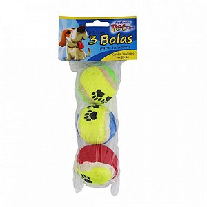 Kit com 3 Bolas Mini De Tênis para Cães e Gatos