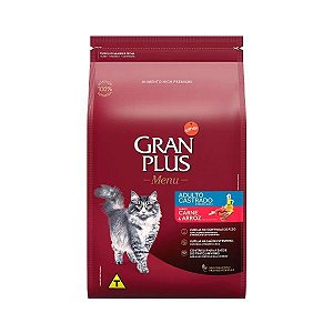 Ração GranPlus para Gatos Adultos Castrados sabor Carne e Arroz 10,1kg