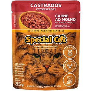 Ração Úmida Special Cat Sache Carne para Gatos Castrados 85g