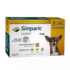 Antipulgas Simparic para cães 1,3 a 2,5 kg - 5mg - Zoetis