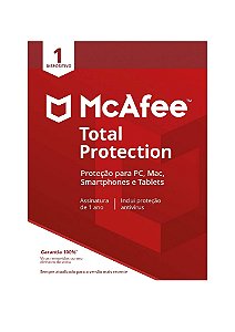 McAfee Total Protection 1 Antivírus – Programa premiado de proteção contra ameaças digitais, programas não desejados, multi plataforma - 1 dispositivo - Cartão