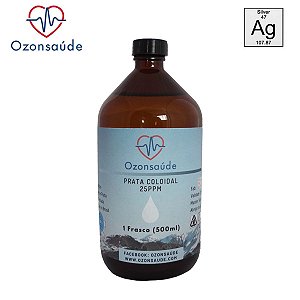 Prata Pura 25ppm Natural - 500ml Ozonsaúde