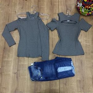 BLUSA DECOTE CRUZADA DE COSTA VAZADA