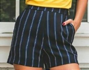 SHORTS SANDRO NEO LISTRADO COM ZIPER