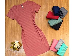 VESTIDO CANELADO LISO