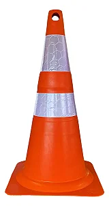 Cone 75 cm Flexível Refletivo Laranja/Branco Fortline