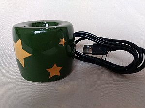 Aromatizador Eletrônico USB Estrelas Douradas - Verde Escura