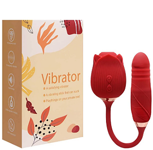 Vibrador Rosa 2 em 1 com 10 modos de pulsação