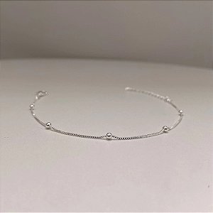 Pulseira Minimalista com Bolinhas Banhada a Prata