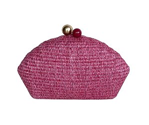 Bolsa Clutch Rosa Pink Concha Ráfia