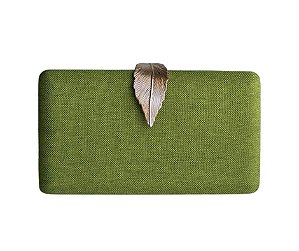 Bolsa Clutch Verde Fecho Folha