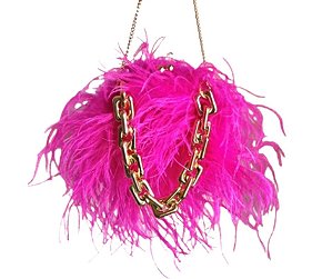 Bolsa Clutch Plumas Rosa Pink