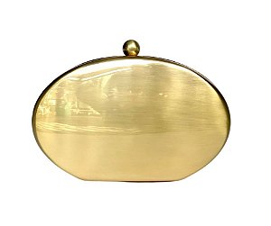 Bolsa Clutch Dourada Metal Oval
