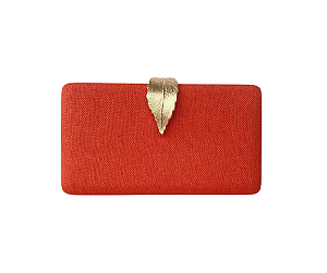 Bolsa Clutch Laranja Fecho Folha