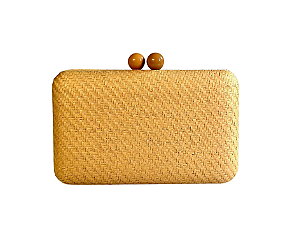 Bolsa Clutch Areia Ráfia Retangular