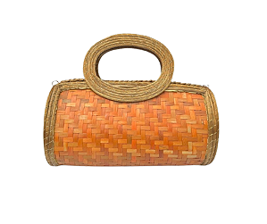 Bolsa Clutch Ouro Cerrado e Folha de Bambu Laranja