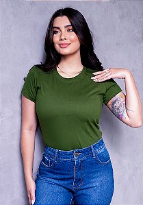 T-SHIRT FEMININA - BÁSICA - COR VERDE FLORESTA