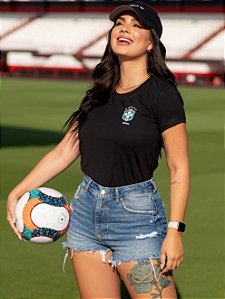 T-SHIRT FEMININA - BRASÃO BRA - COR PRETO