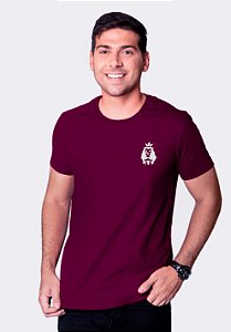 T-SHIRT MASCULINA - BOLSINHO LEÃO E O CORDEIRO - COR BORDÔ