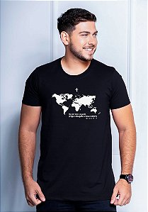 MAPA IDE POR TODO O MUNDO - MASCULINA - COR PRETO