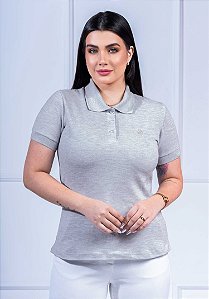 T-SHIRT POLO FEMININA - COR MESCLA CLARO