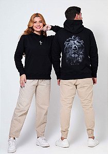 MOLETOM CAPUZ COM BOLSO - ELE VIVE - COR PRETO