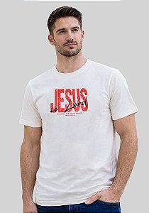 T-SHIRT MASCULINA - JESUS IS LORD REI DOS REIS - COR - MARFIM