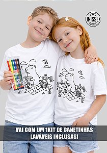 CAMISETA INFANTIL PARA COLORIR - CAPIVARA - COR BRANCO