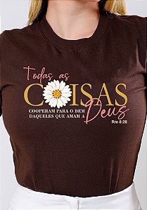 T-SHIRT FEMININA - TODAS AS COISAS COOPERAM - COR MARROM