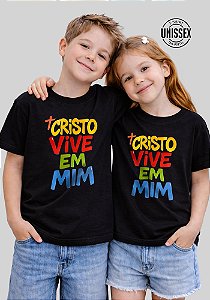 INFANTIL UNISSEX - CRISTO VIVE EM MIM - COR PRETO