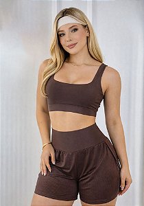 CONJ. SHORT DUPLO CORRIDA - MARROM